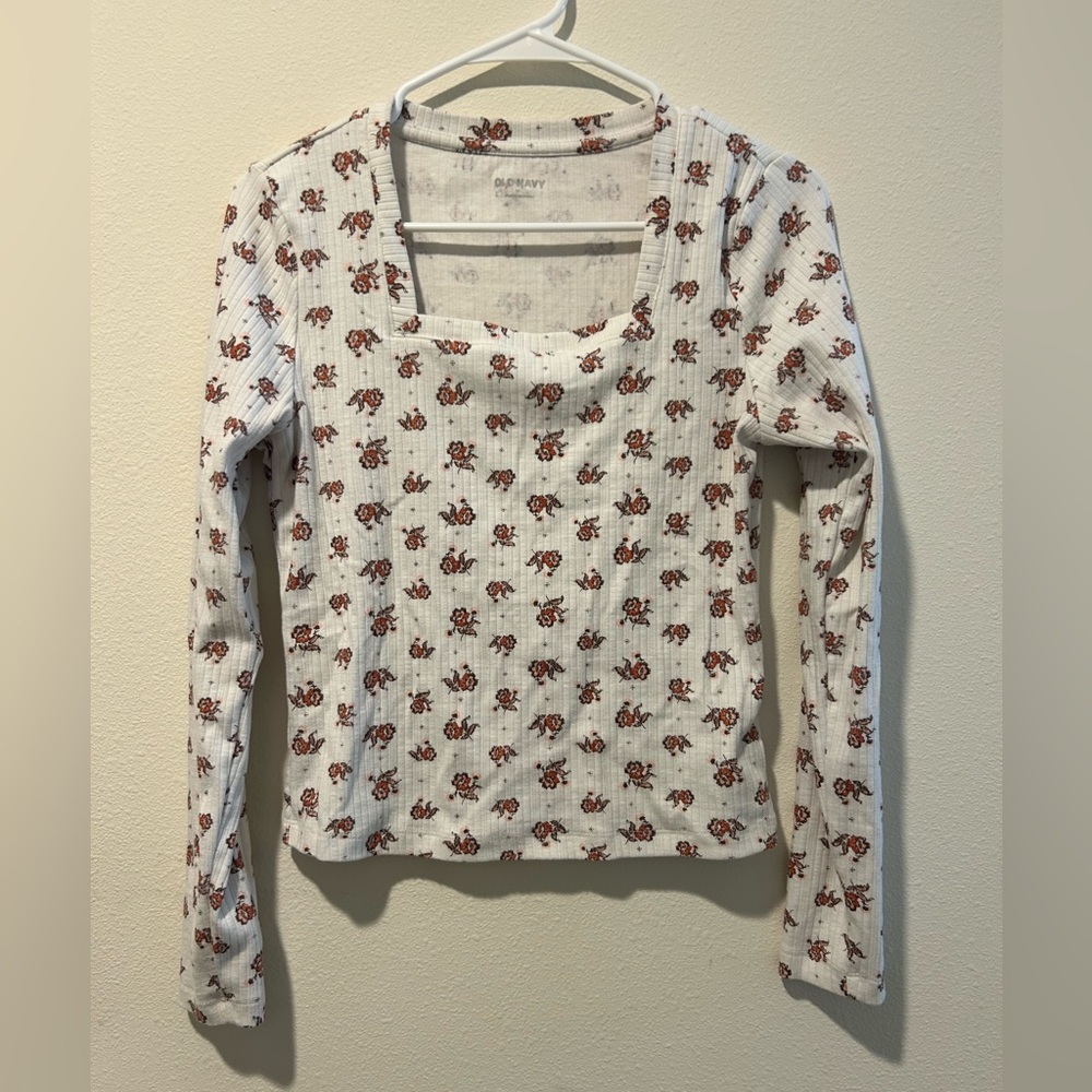 Old Navy Floral Long Sleeve Crop Top M - Picture 3 of 6